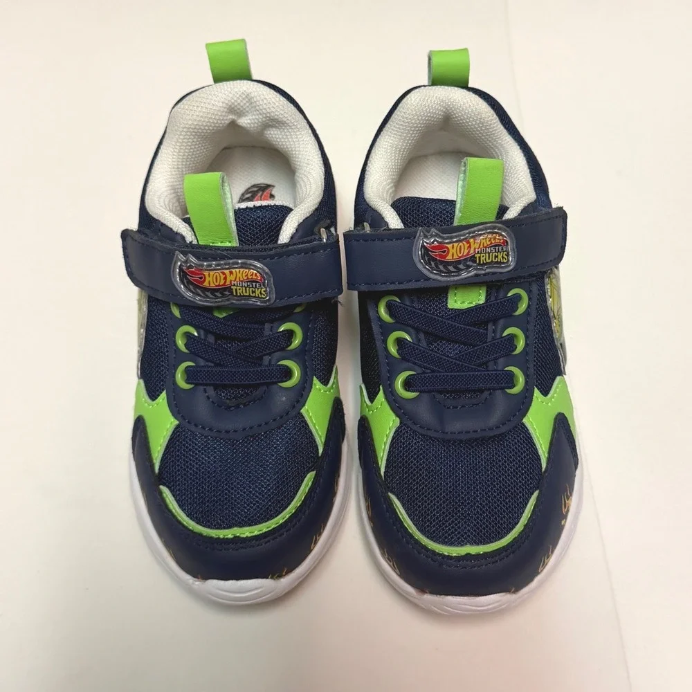 Hot Wheels Monster Trucks Gunkster Toddler 9 Light-Up Sneakers  - Blue & Green